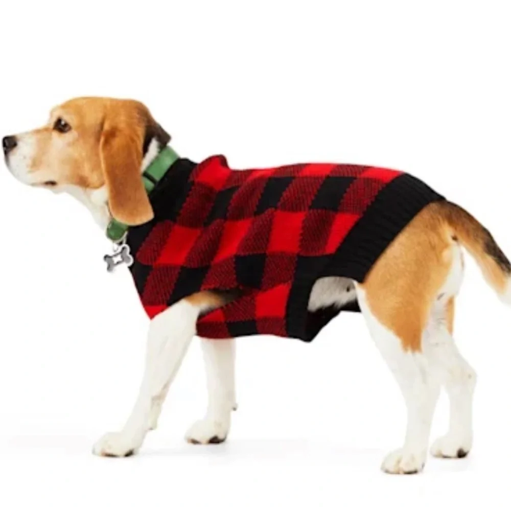 NWT Bundle Hat & Sweater Buffalo Plaid dog L
